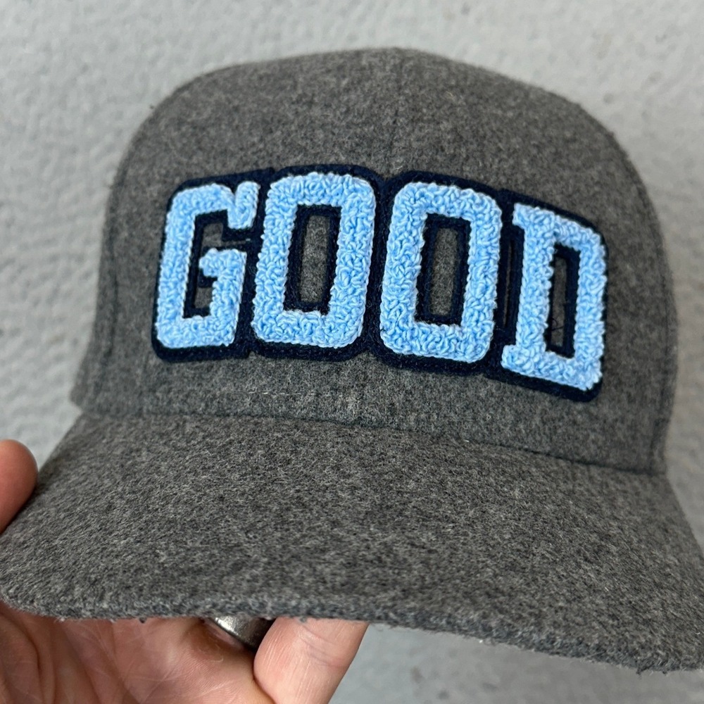Good Good Golf Hat Mens OSFA Wool Blend Strapback Grey Blue Chenille Patch EUC